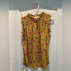 LOFT (Ann Taylor) Sleeveless Blouse - Size Large - Yellow with Flowers